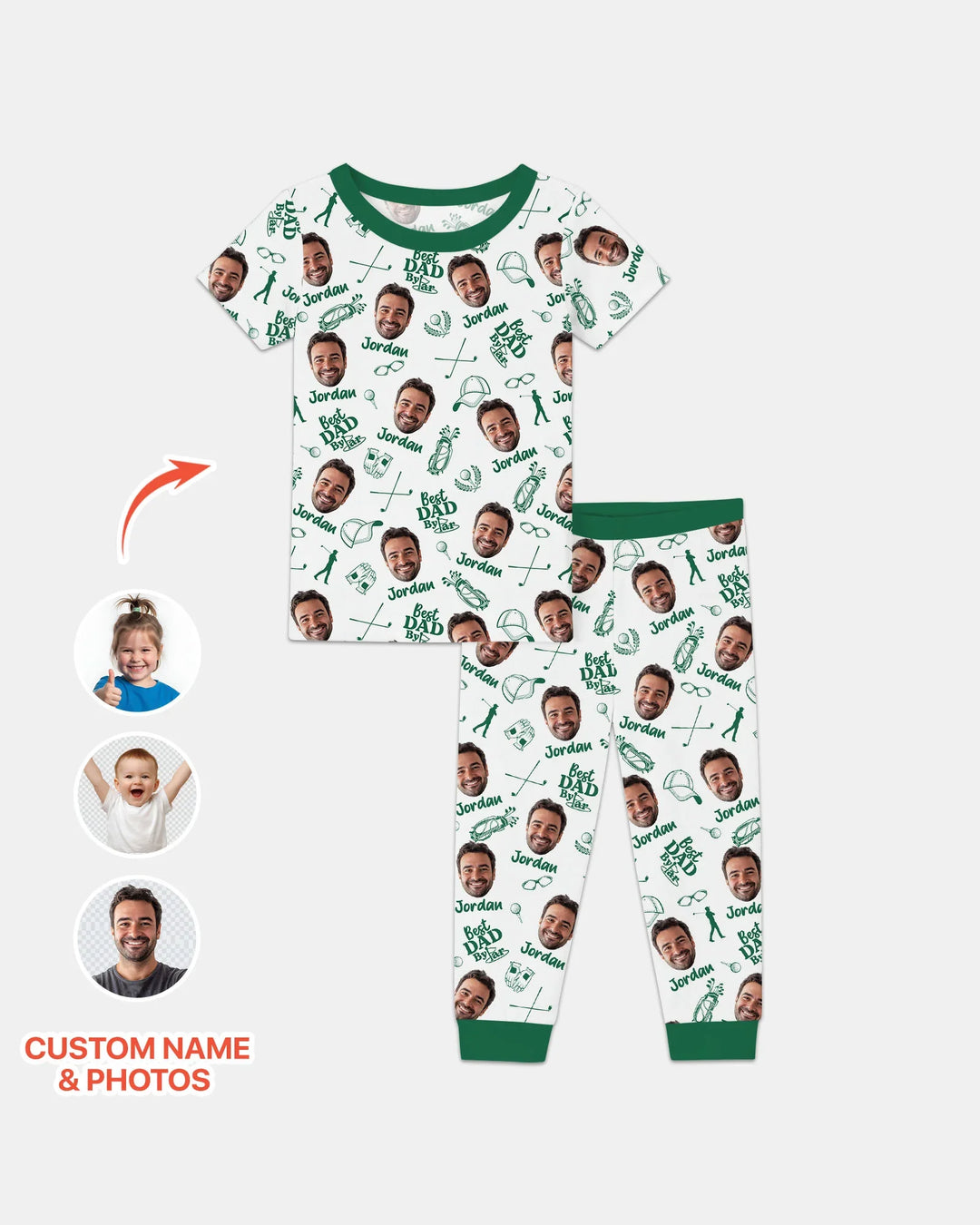 Custom Photo Best Dad By Par Bamboo Two Piece Short Sleeve Pajama Set