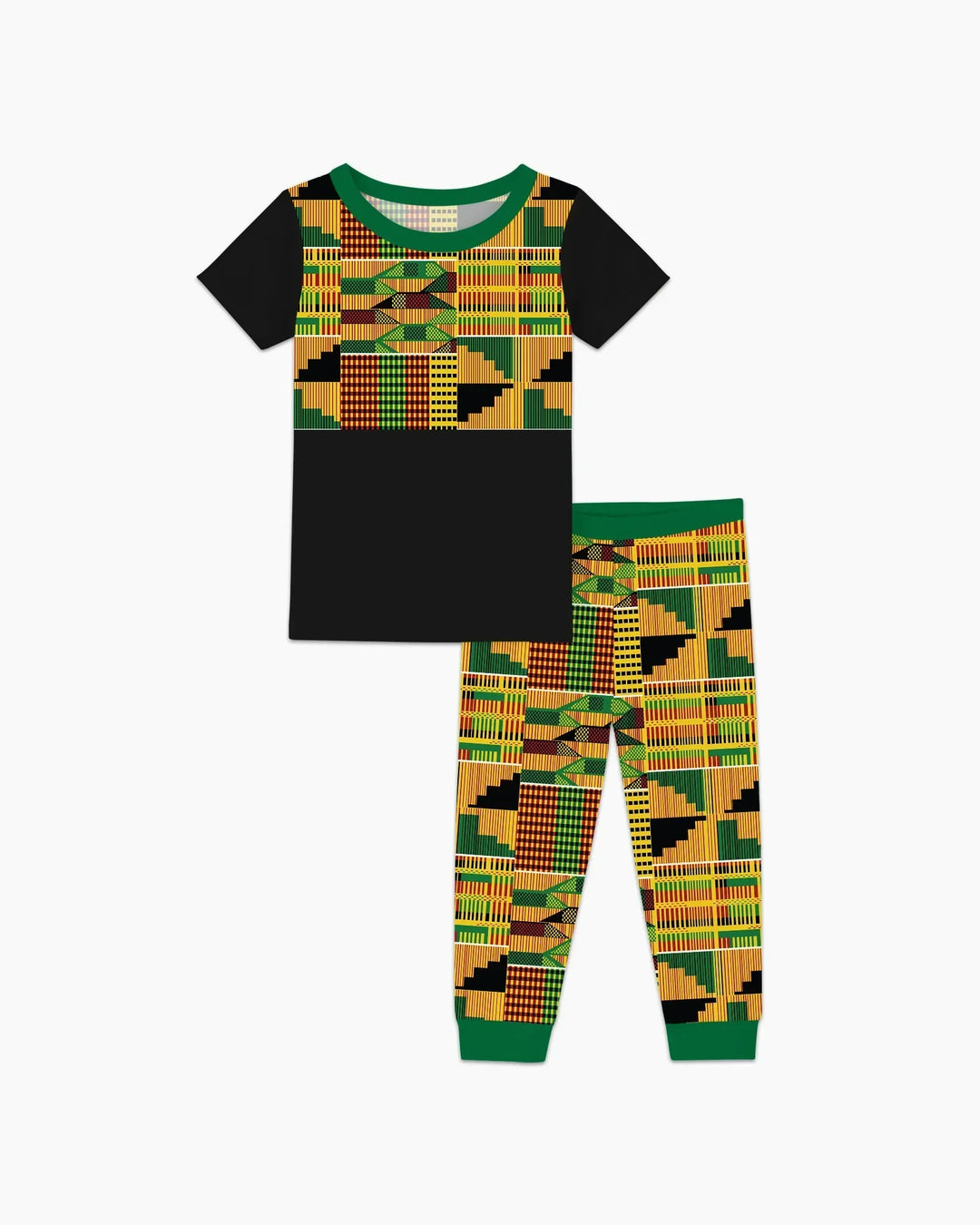 Kente Vibes Family Matching Bamboo Two Piece Short Sleeve Pajama Set