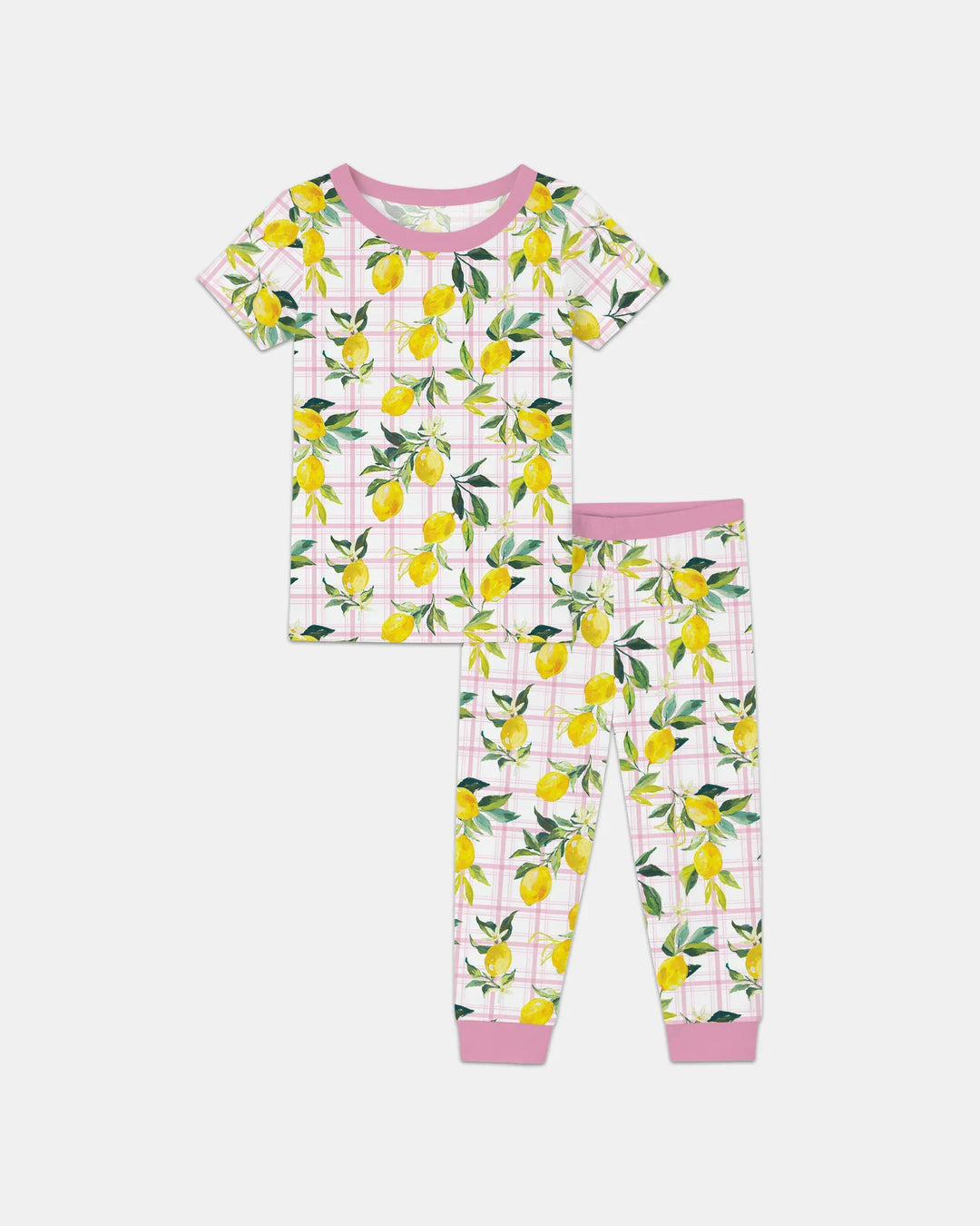 Conjunto de pijama de dos piezas de bambú de manga corta a juego familiar Limones Mediterráneos