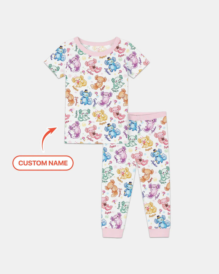 Juego de pijama de dos piezas de manga corta de bambú con motivo de ajolote