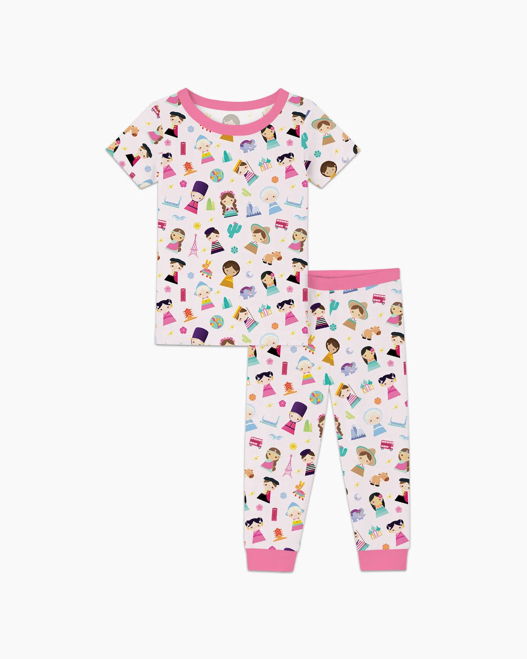 Tiny Friends Around the World Bamboo Two Piece Short Sleeve Pajama Set