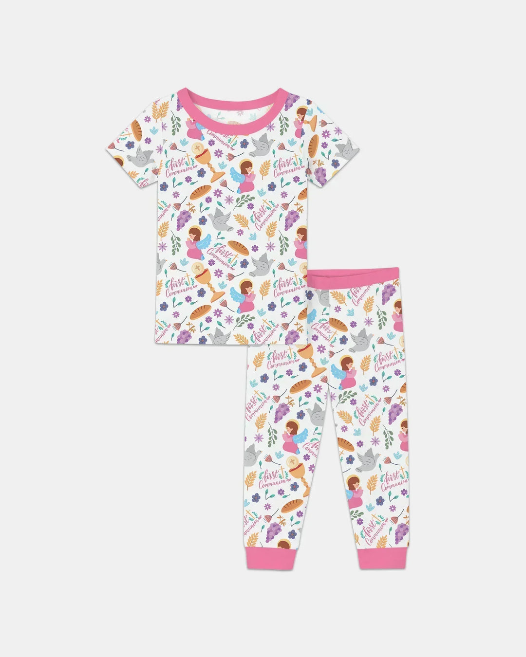 First Communion Two Piece Short Sleeve Pajama Set