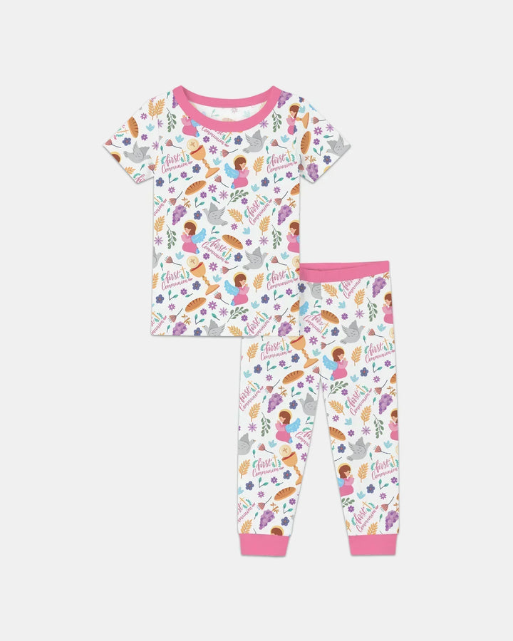 First Communion Two Piece Short Sleeve Pajama Set
