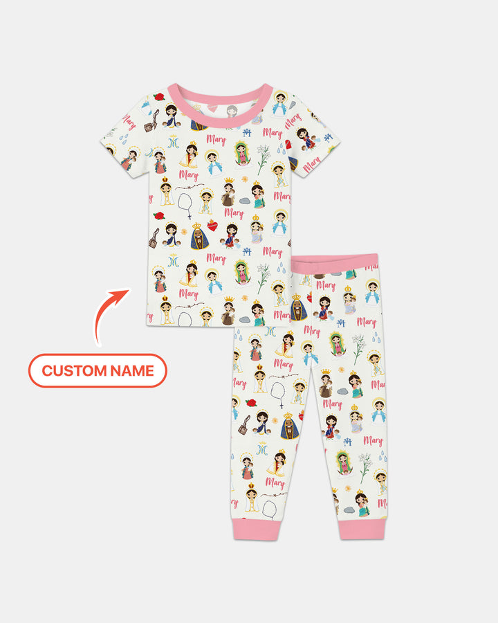 Zweiteiliges, kurzärmliges Pyjama-Set mit Marienkäfern