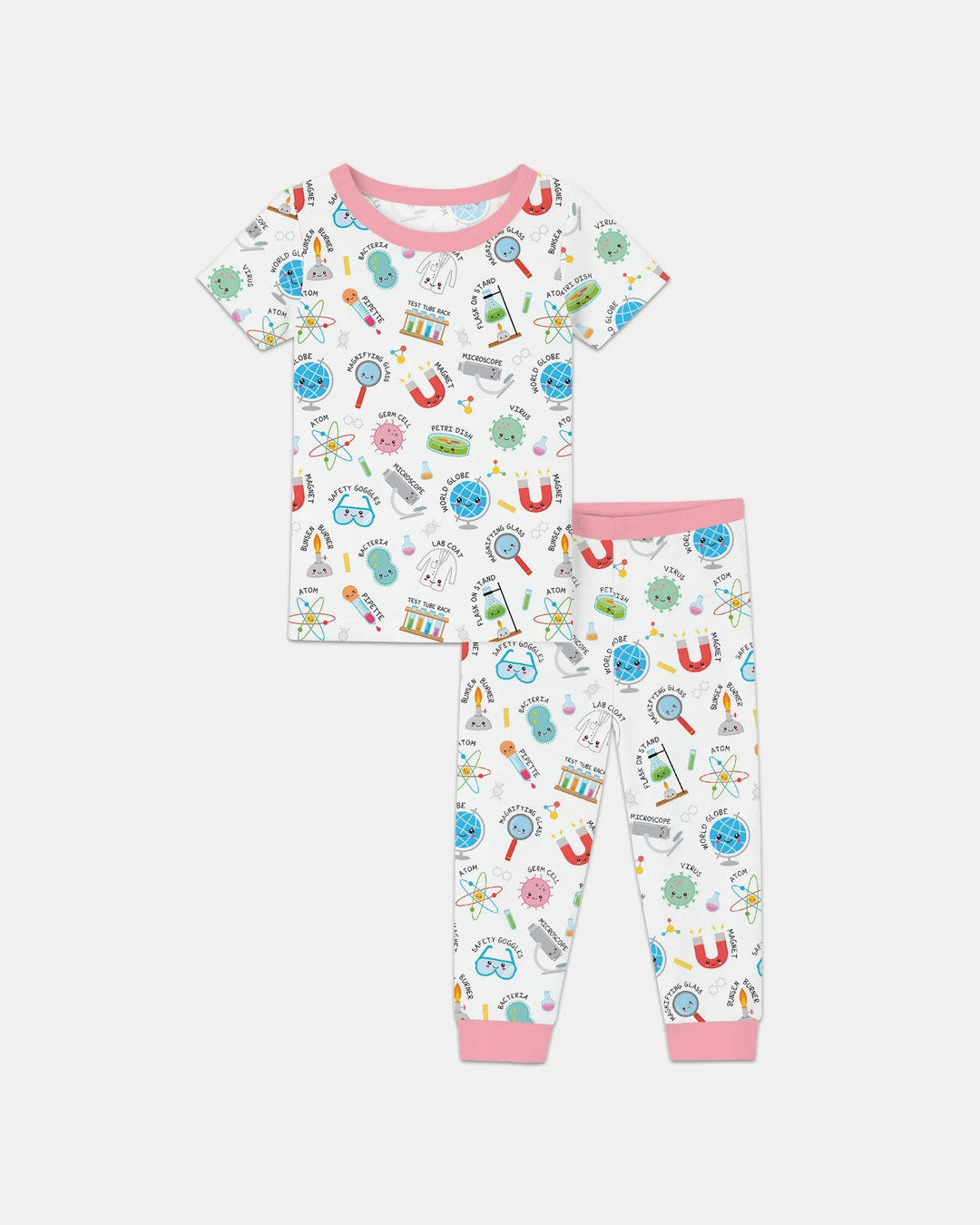 Science Fun Family Matching Bamboo Two Piece Short Sleeve Pajama Set