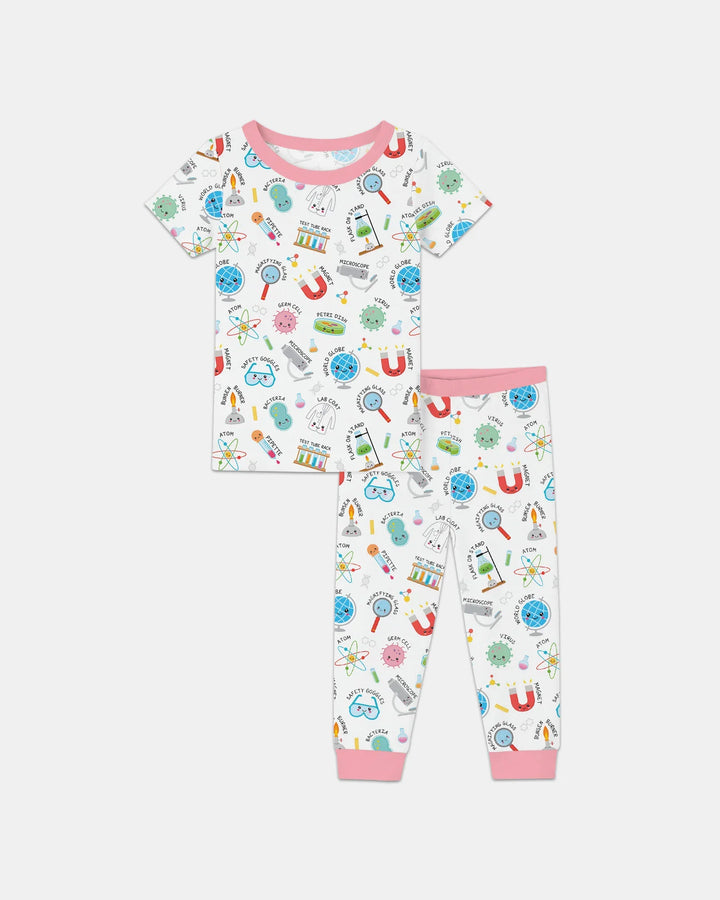 Science Fun Family Matching Bamboo Two Piece Short Sleeve Pajama Set