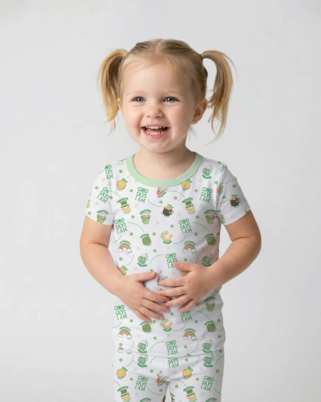 St Patrick's Day God Says I Am Two Piece Short Sleeve Pajama Set