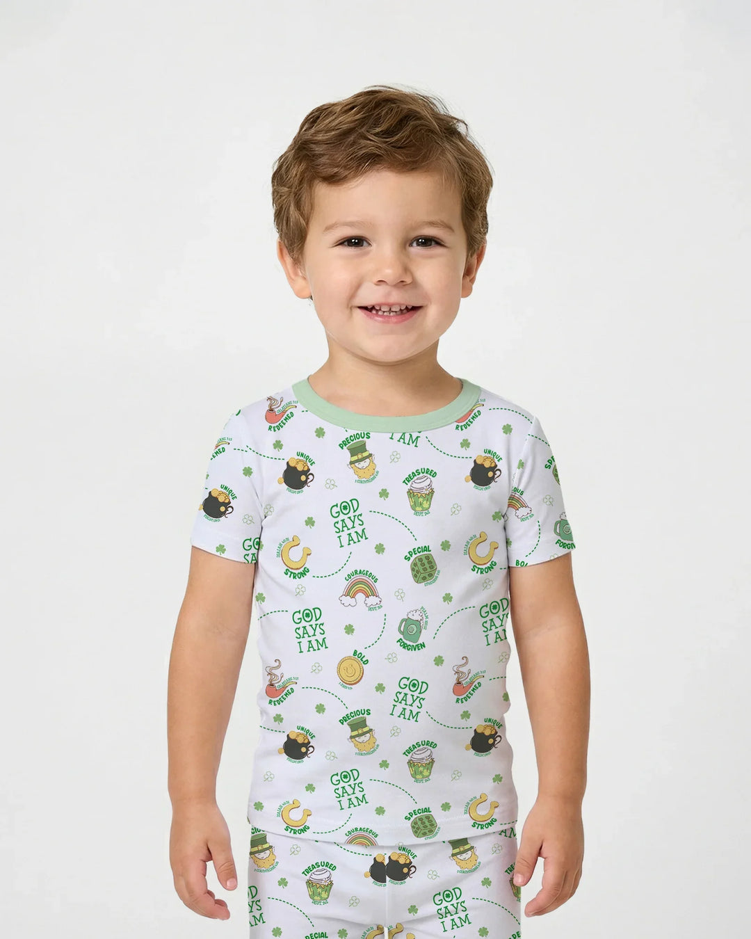 St Patrick's Day God Says I Am Two Piece Short Sleeve Pajama Set