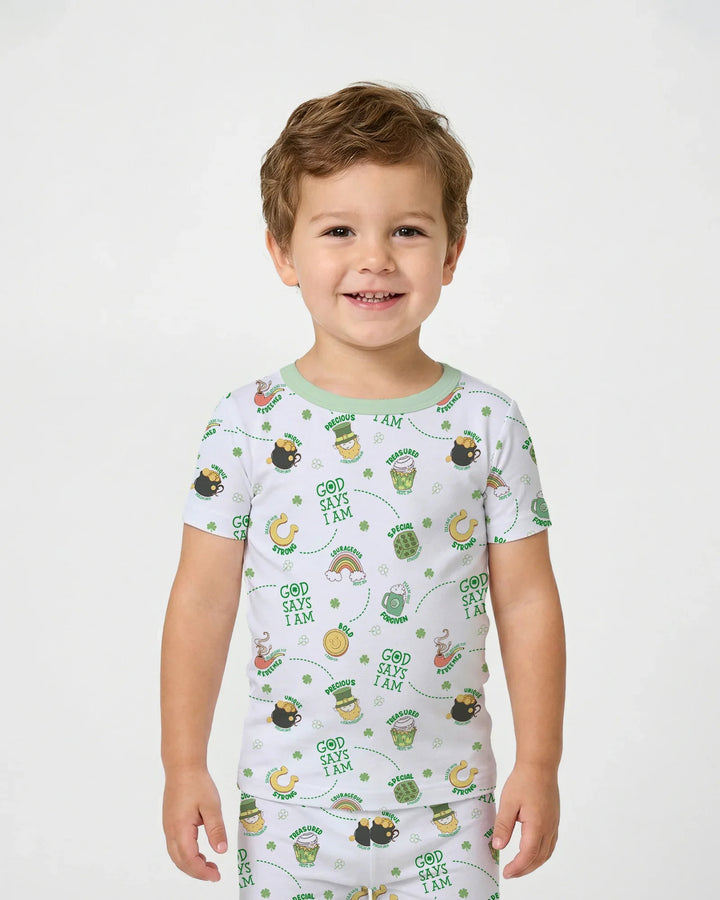 St Patrick's Day God Says I Am Two Piece Short Sleeve Pajama Set