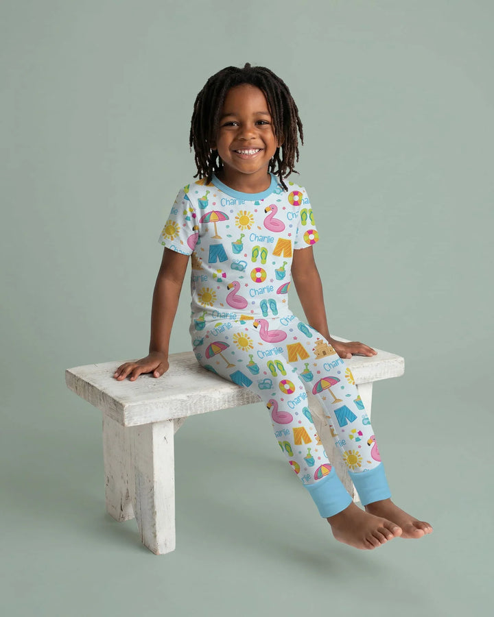 Zweiteiliges, kurzärmliges Pyjama-Set mit Marienkäfern