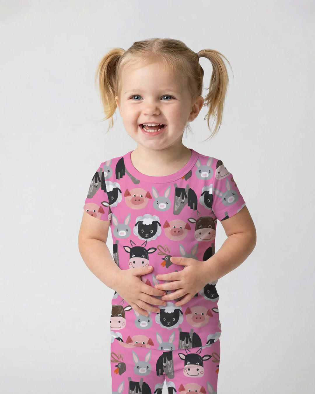 Farm Friends Family Matching Bamboo Two Piece Short Sleeve Pajama Set