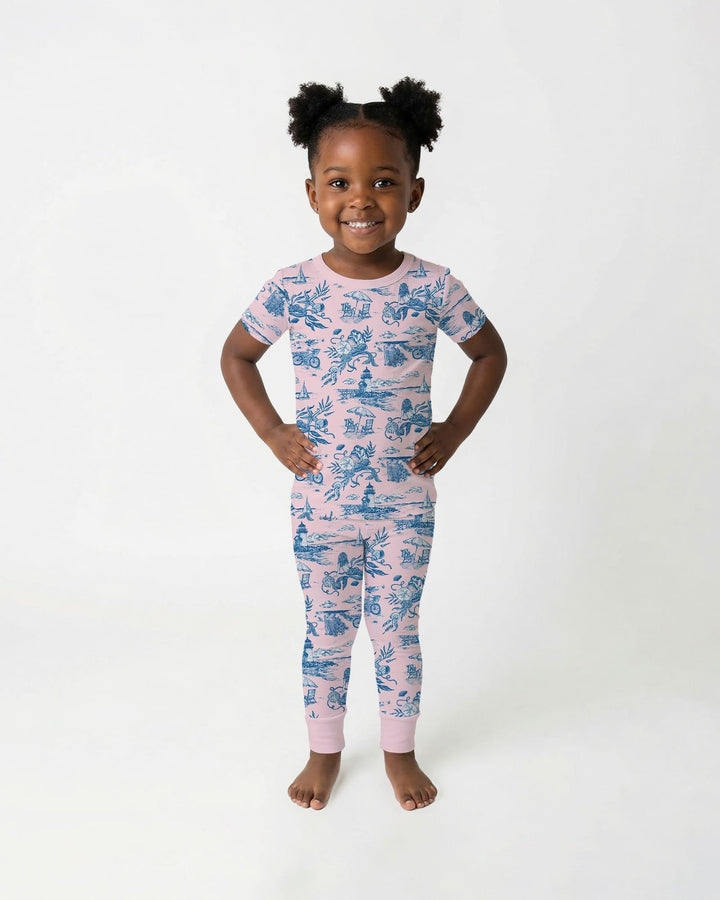 Summer Toile Bamboo Two Piece Short Sleeve Pajama Set