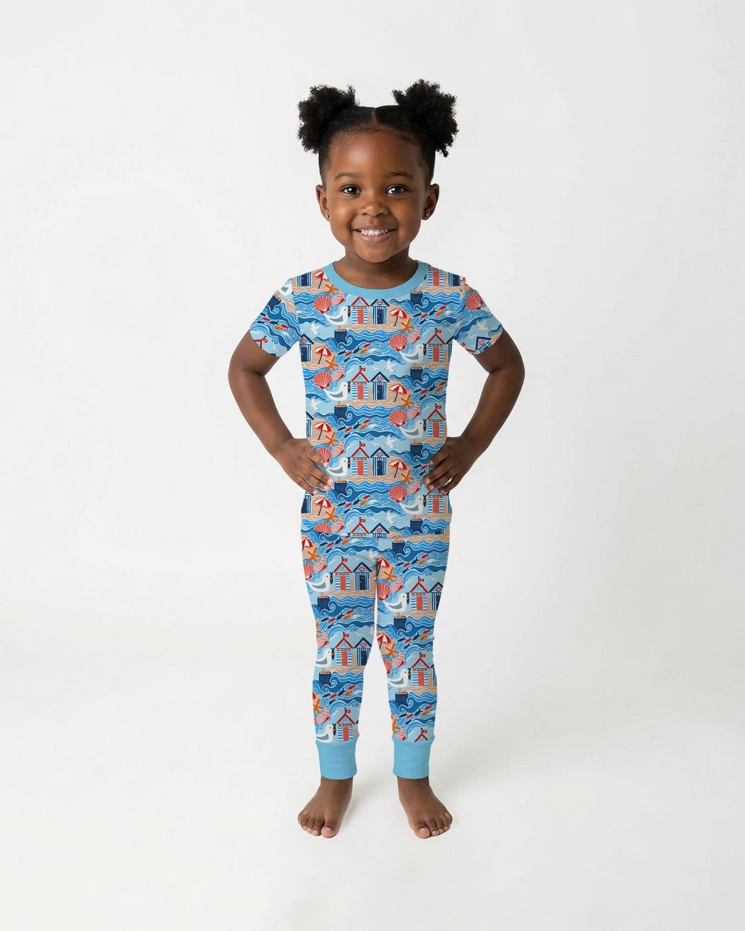 Little Beach Day Bamboo Two Piece Short Sleeve Pajama Set