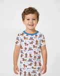 Red, White & Wiener Bamboo Two Piece Short Sleeve Pajama Set