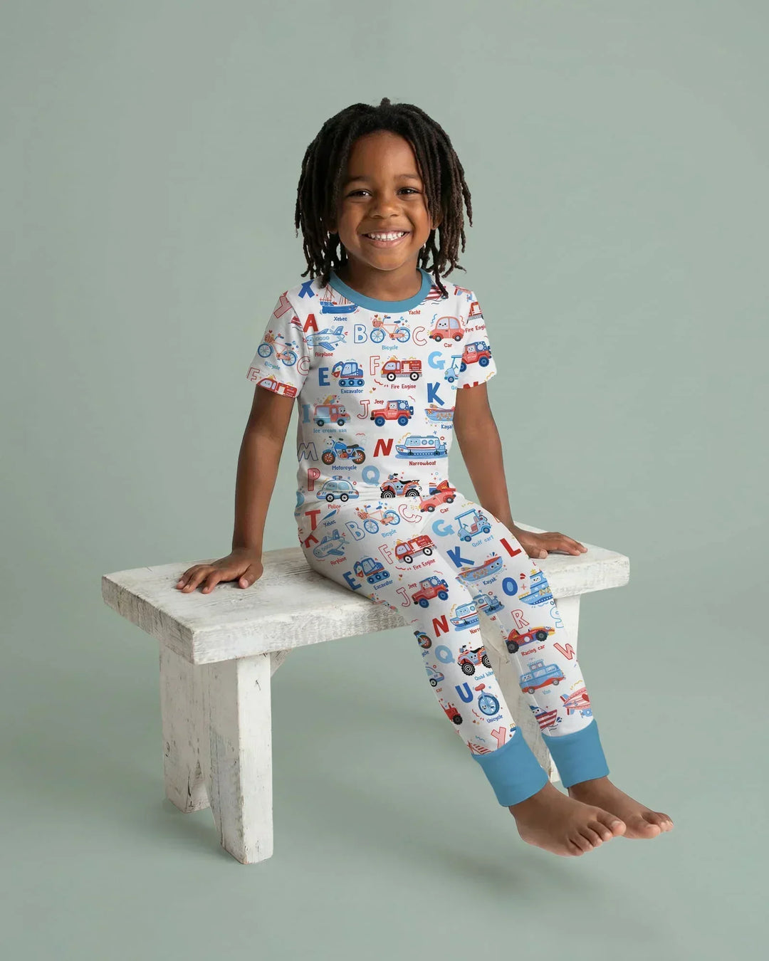Patriotic Construction Bamboo Two Piece Short Sleeve Pajama Set