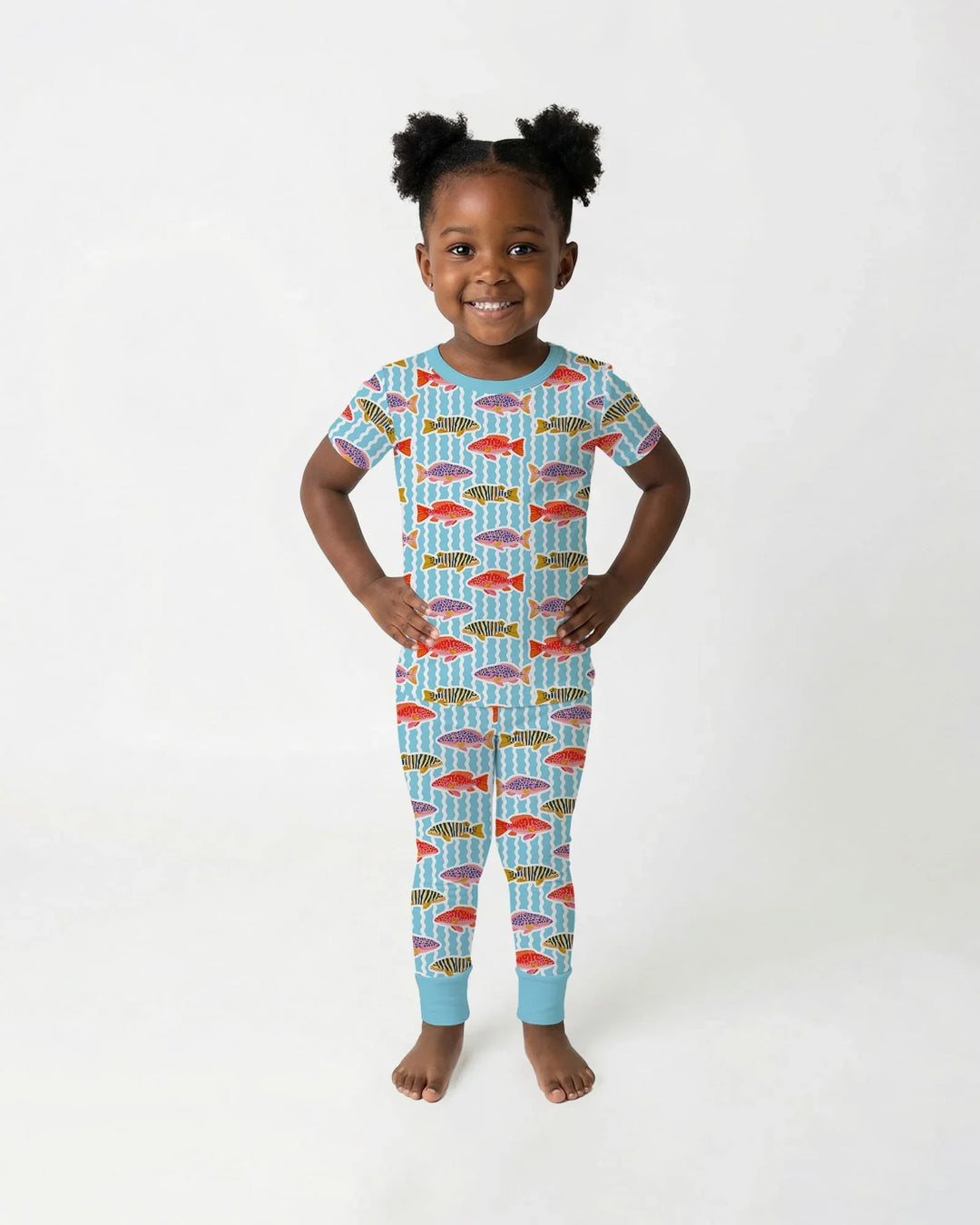Preppy Fish Crew Bamboo Two Piece Short Sleeve Pajama Set