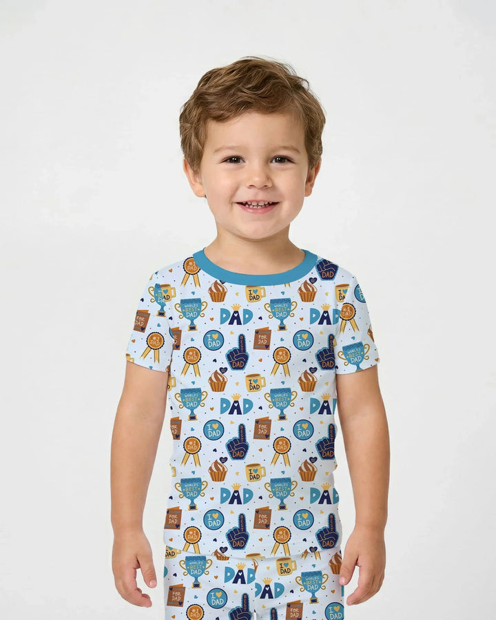 World's Best Dad Bamboo Two Piece Short Sleeve Pajama Set
