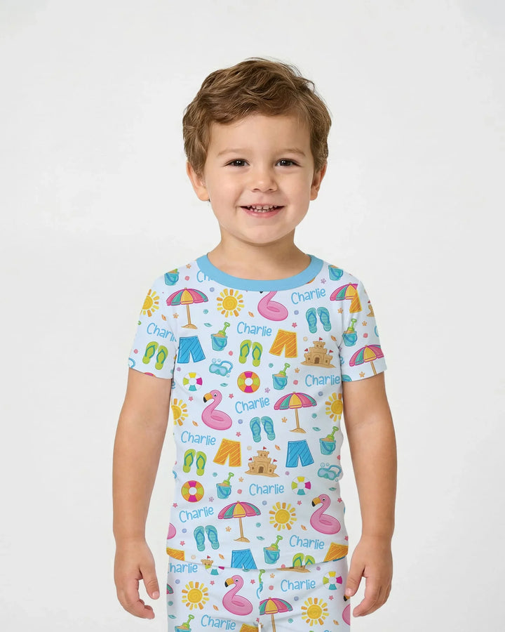 Zweiteiliges, kurzärmliges Pyjama-Set mit Marienkäfern