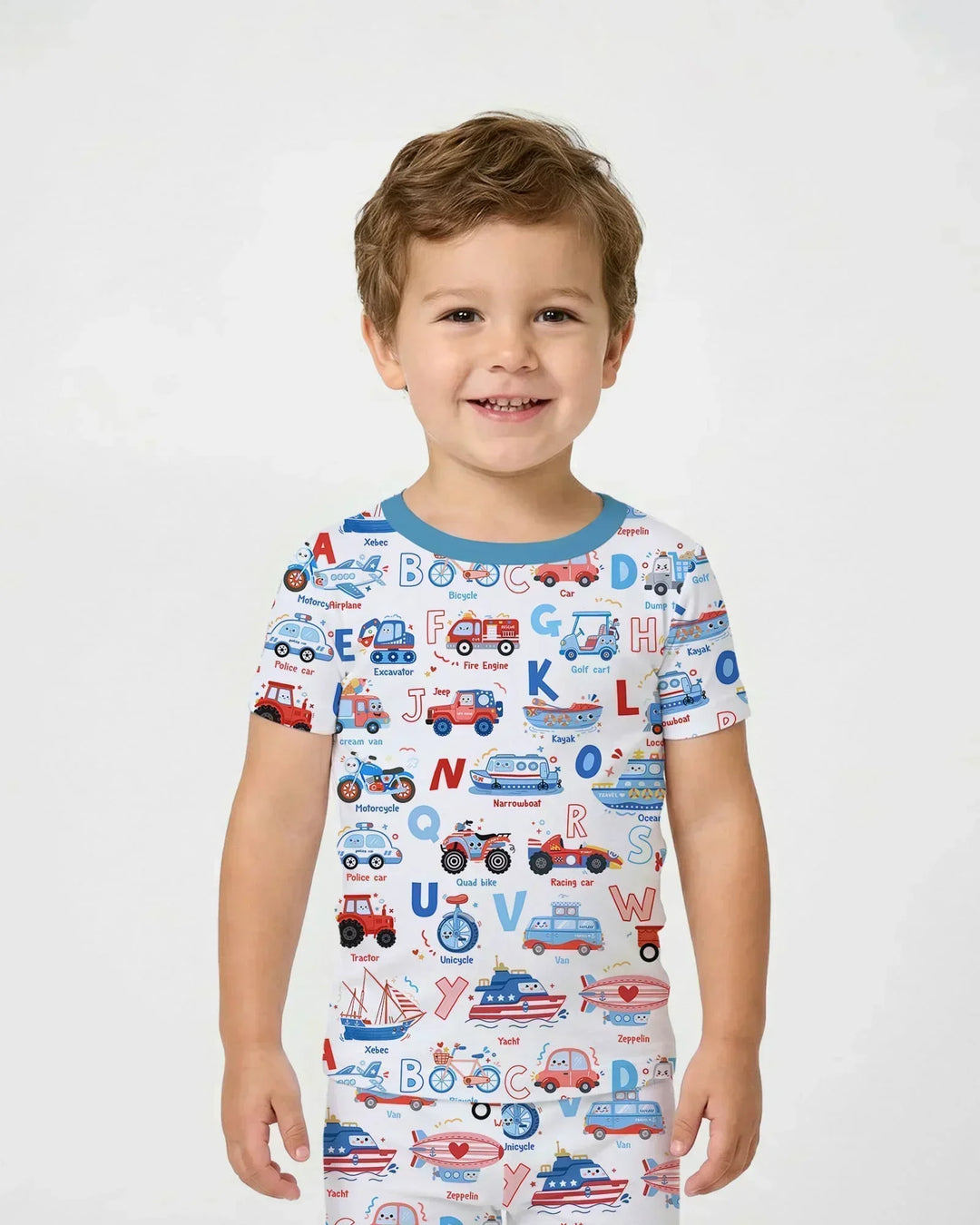 Patriotic Construction Bamboo Two Piece Short Sleeve Pajama Set