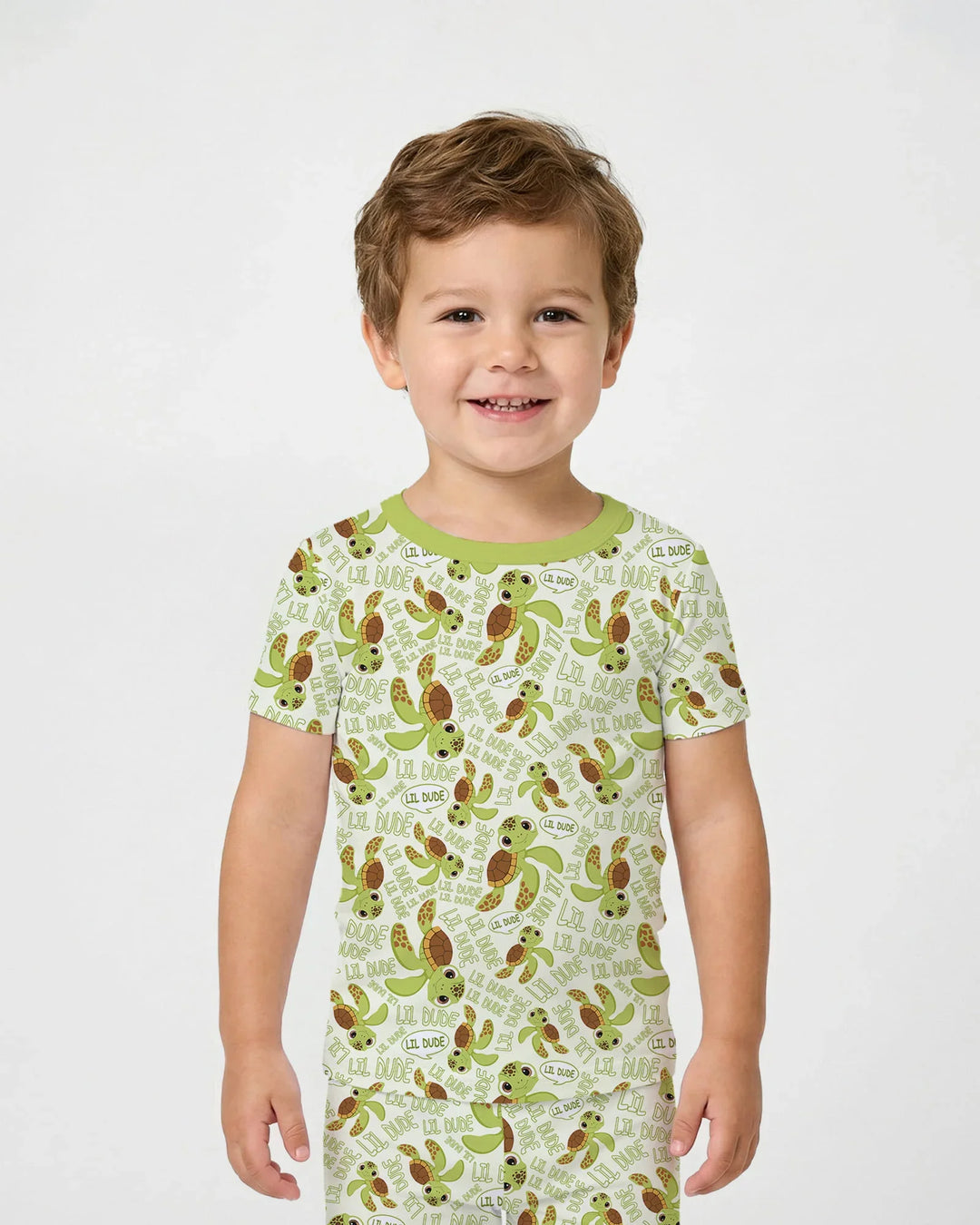 Conjunto de pijama de dos piezas de tortugas y bambú de manga corta para padre e hijo