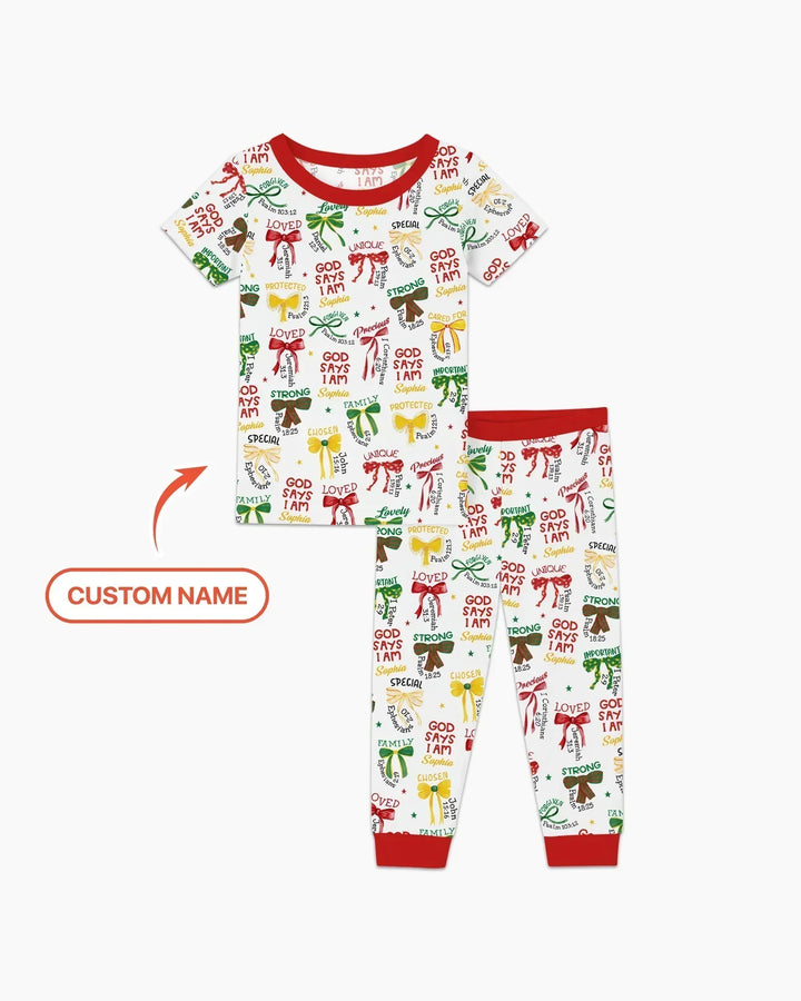 Juneteenth God Says I AM Bamboo Two Piece Short Sleeve Pajama Set