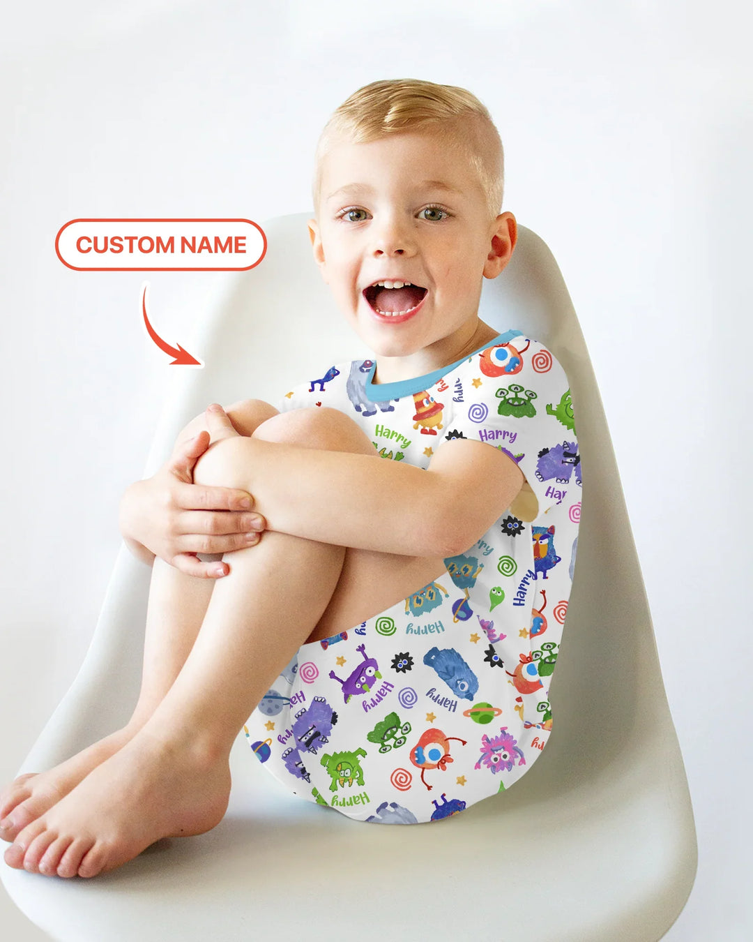 Monster Mash Crew Custom Name Bamboo Two Piece Short Sleeve Shorts Pajama Set