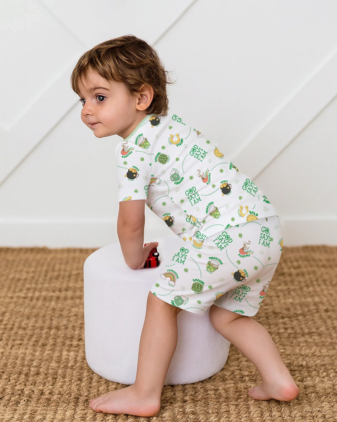 St Patrick's Day God Says I Am Two Piece Short Sleeve Shorts Pajama Set