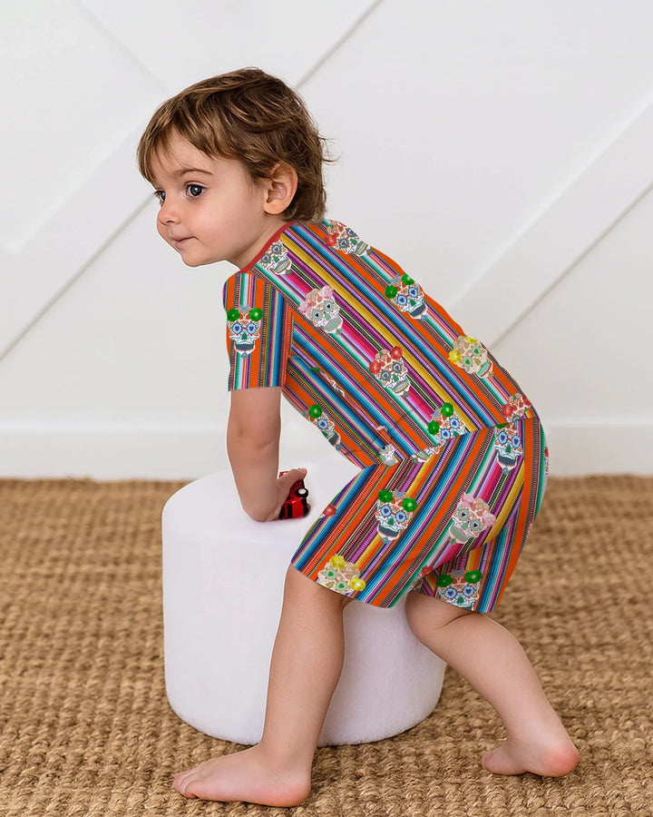 Conjunto de pijama de dos piezas con brillo Cinco de Mayo, shorts y manga corta