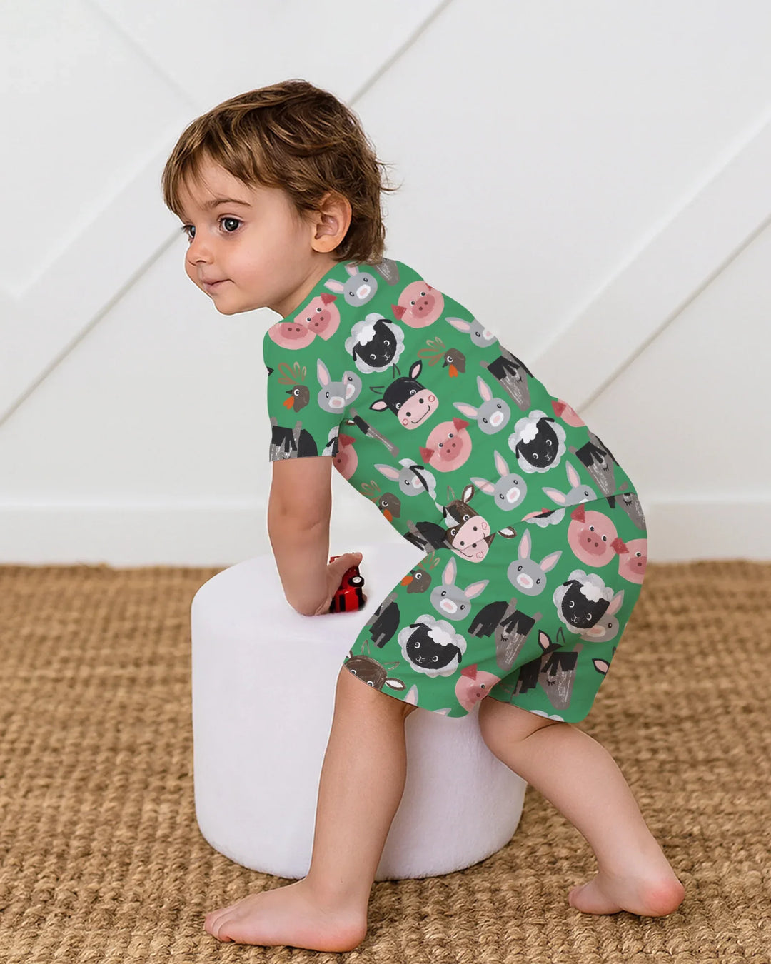 Farm Friends Family Matching Bamboo Two Piece Short Sleeve Shorts Pajama Set