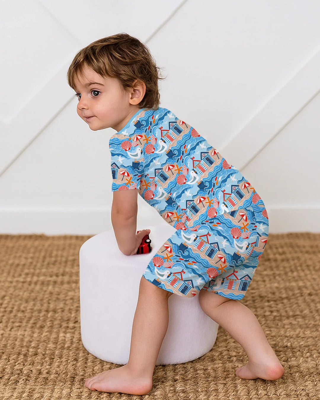 Little Beach Day Bamboo Two Piece Short Sleeve Shorts Pajama Set