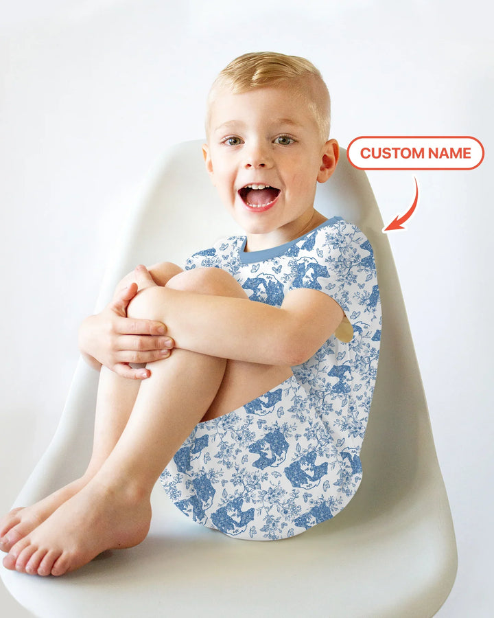 Custom Name Mama Bear Toile Bamboo Two Piece Short Sleeve Shorts Pajama Set
