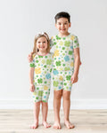 Shamrocks Print St. Patrick's Day Bamboo Two Piece Short Sleeve Shorts Pajama Set