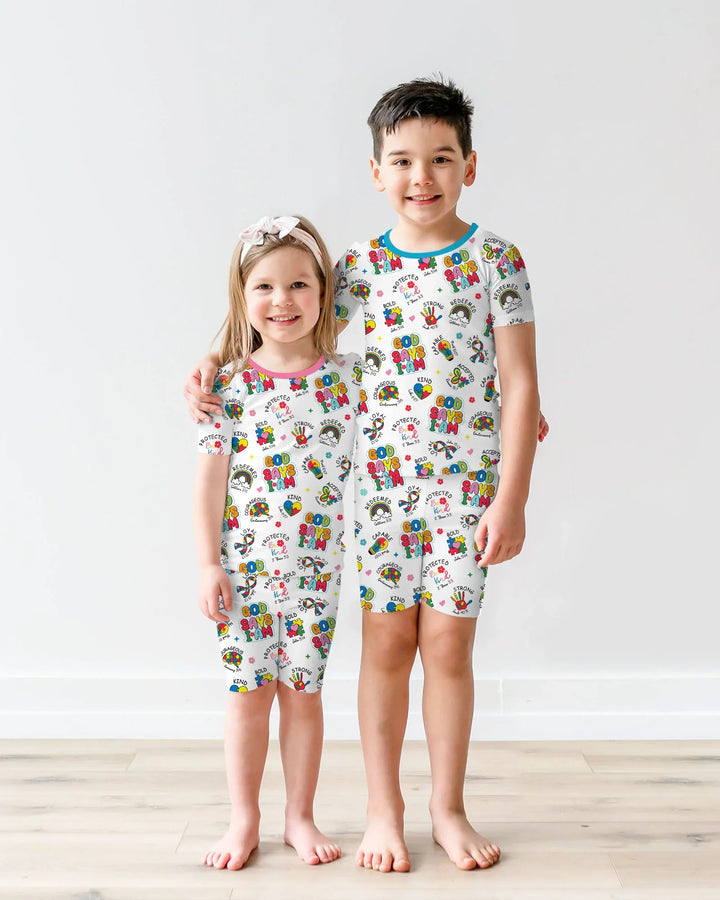 God Says I Am Autism Awareness Two Piece Short Sleeve Shorts Pajama Set