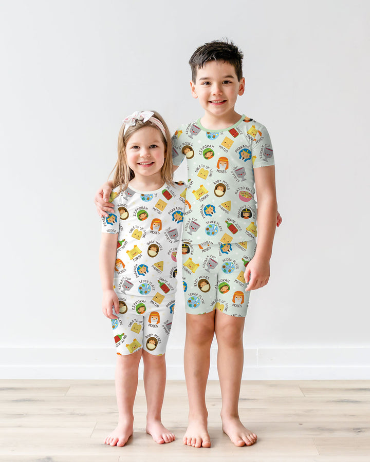Template Zweiteiliges Pyjama-Set mit kurzen Ärmeln und Shorts