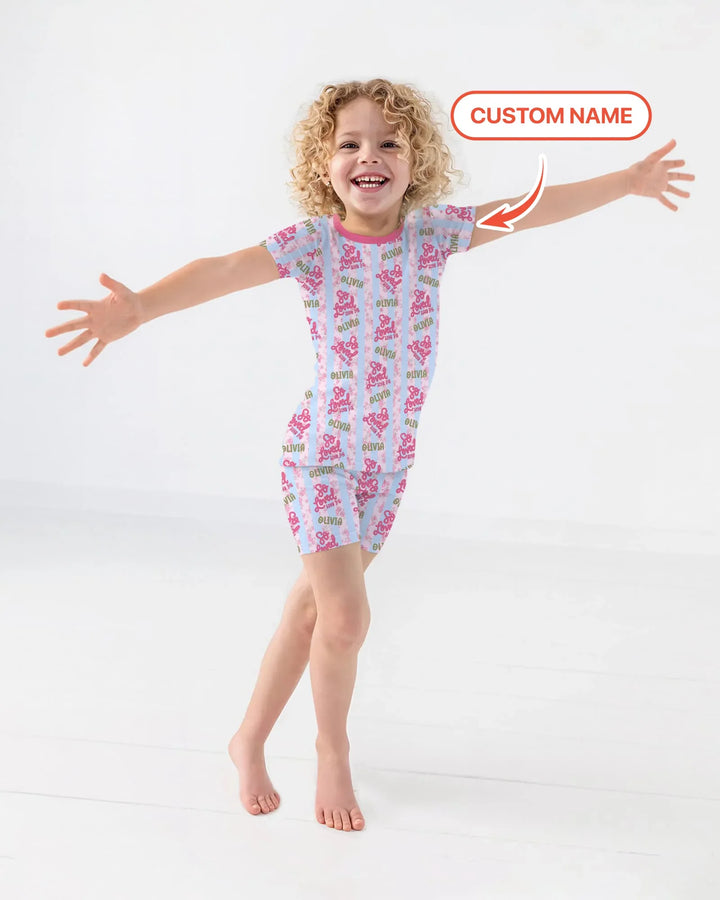 So Loved Custom Name  Bamboo Two Piece Short Sleeve Shorts Pajama Set