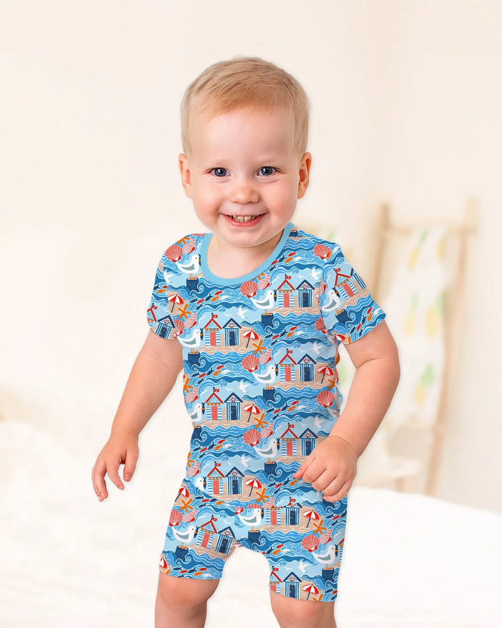 Little Beach Day Bamboo Two Piece Short Sleeve Shorts Pajama Set