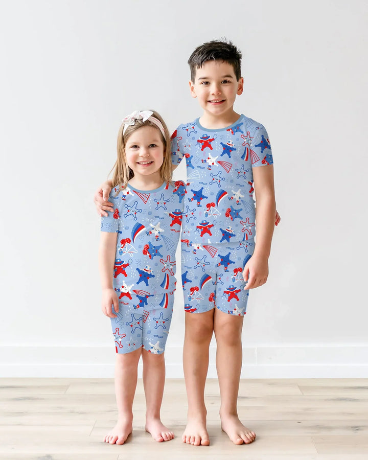 Pijama de dos piezas de manga corta y pantalones cortos de bambú America Star Howdy