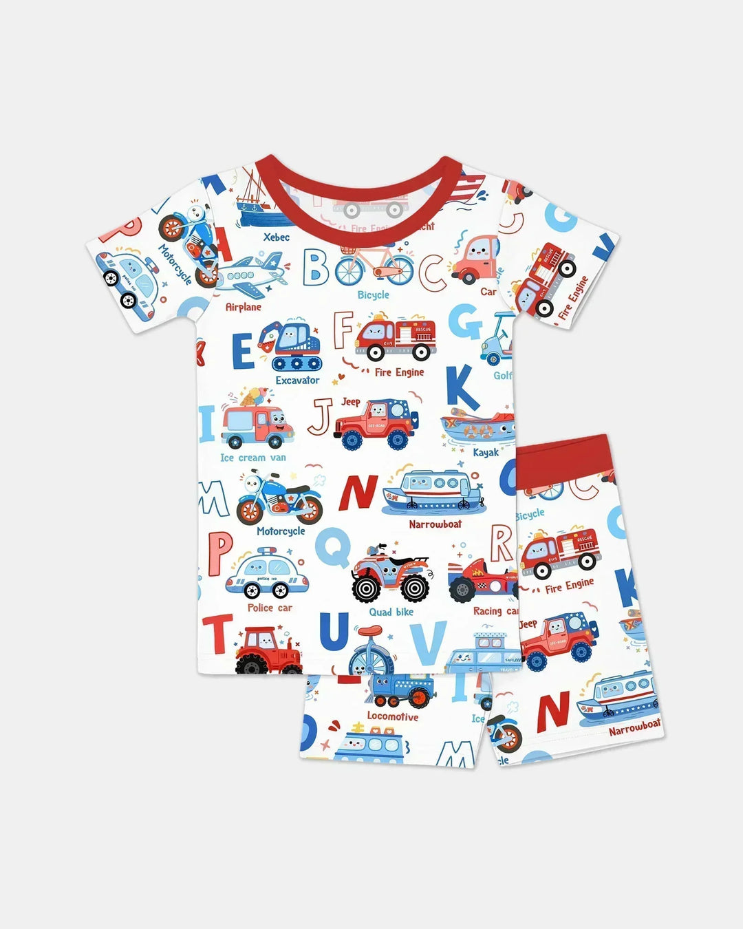 Patriotic Construction Bamboo Two Piece Short Sleeve Shorts Pajama Set