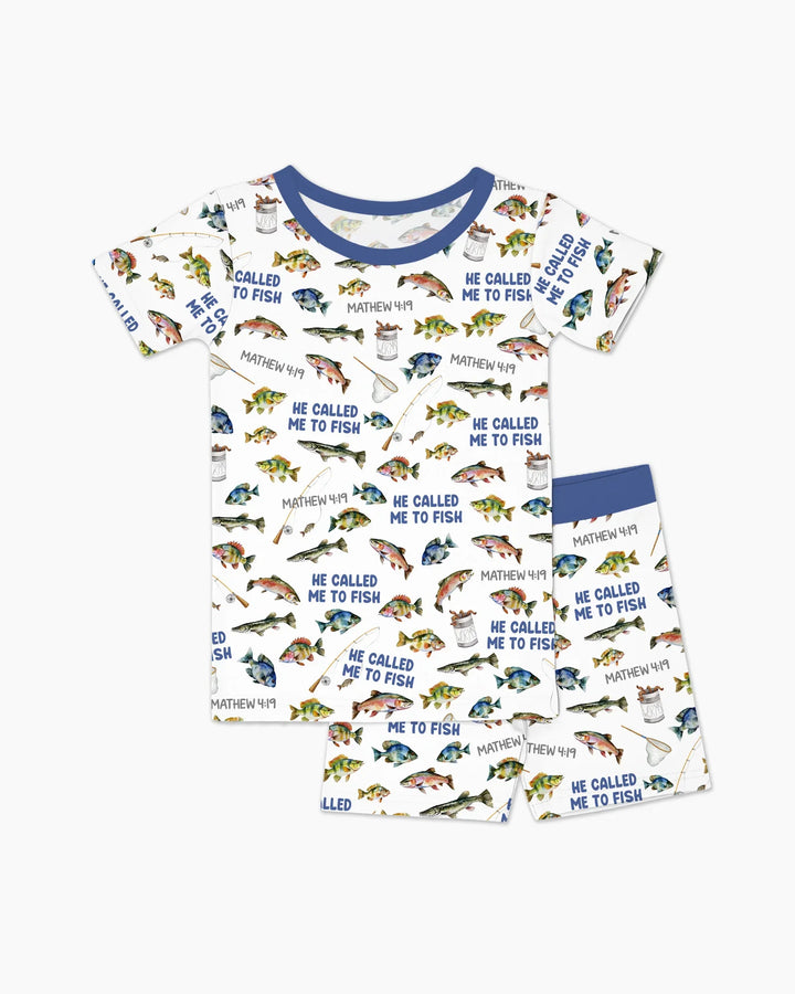 He Called Me To Fish Daddy & Me Matching Bamboo Two Piece Short Sleeve Shorts Pajama Set