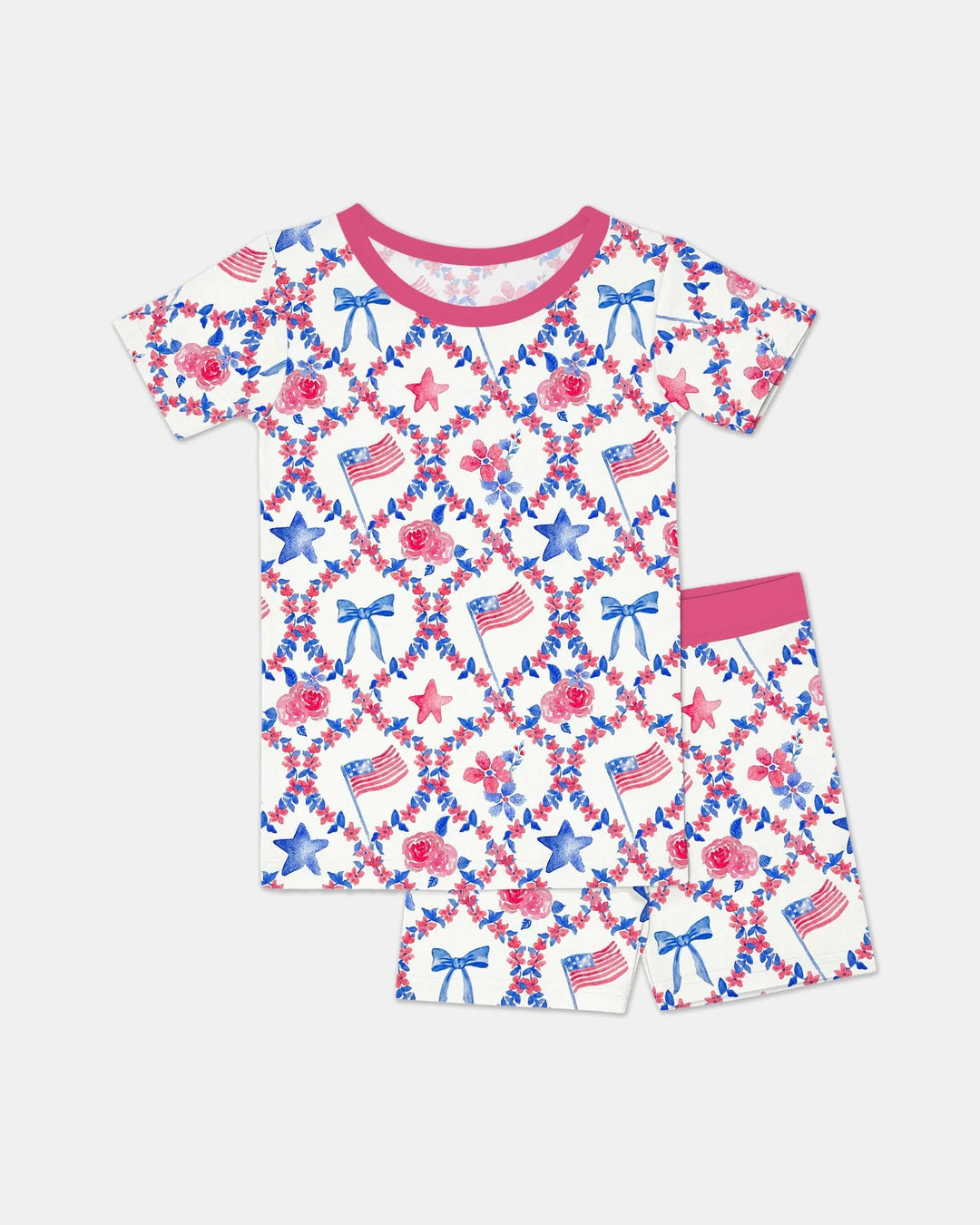 Americana Bloom Two Piece Short Sleeve Shorts Pajama Set
