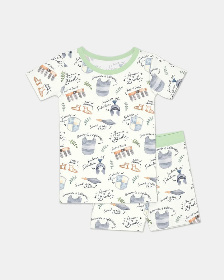 Template Zweiteiliges Pyjama-Set mit kurzen Ärmeln und Shorts