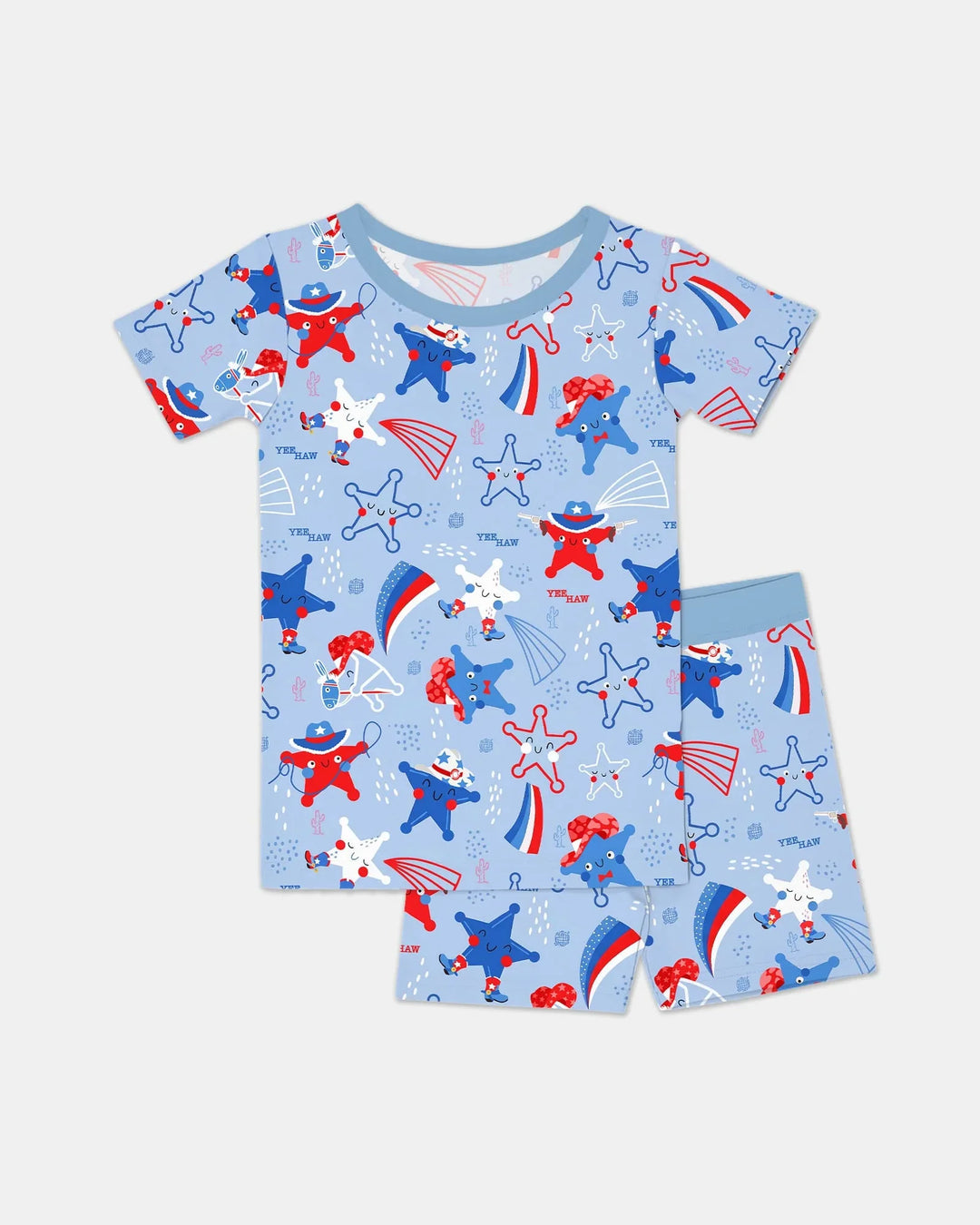 Pijama de dos piezas de manga corta y pantalones cortos de bambú America Star Howdy