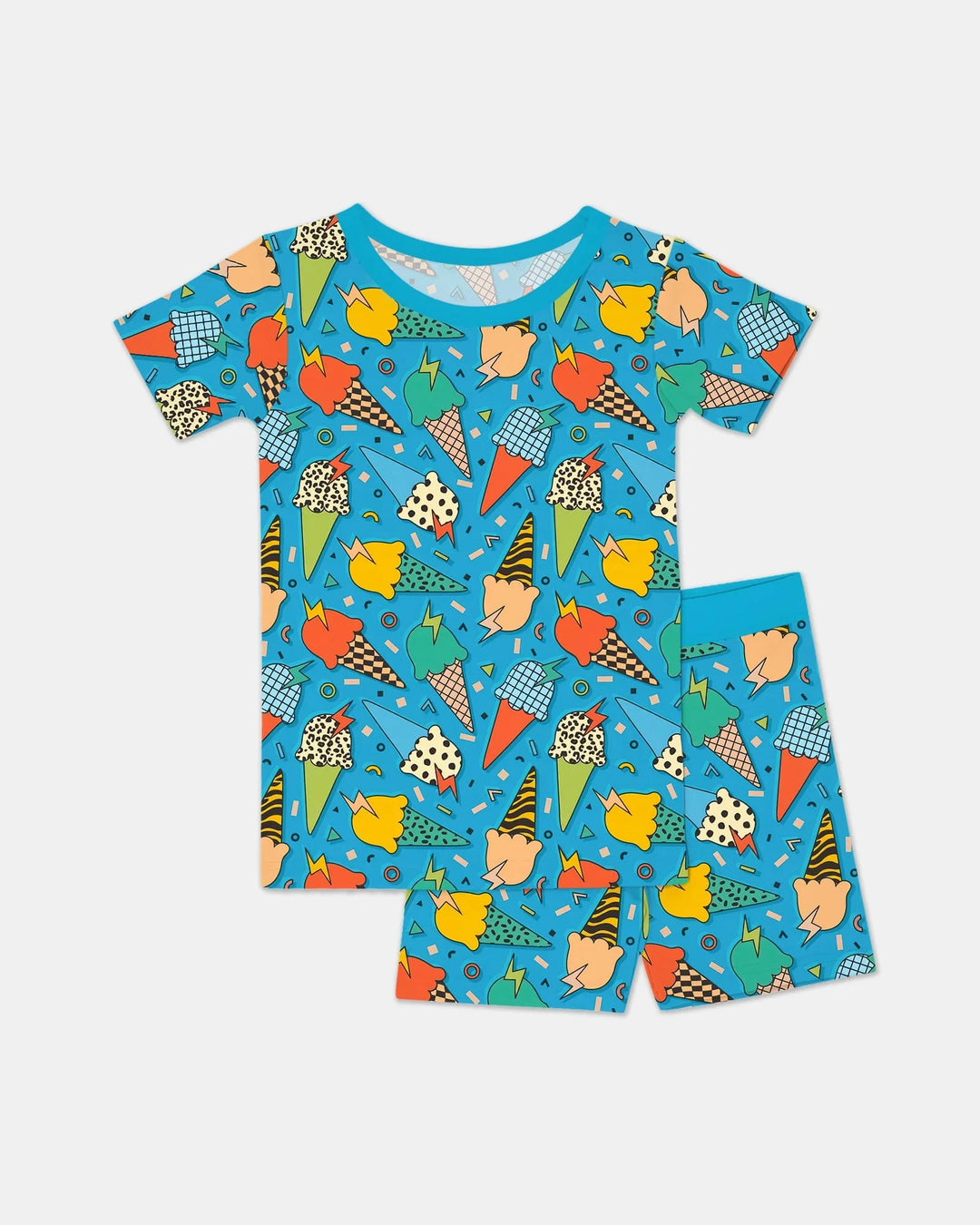 Summer Retro Ice Creams Family Matching Bamboo Two Piece Short Sleeve Shorts Pajama Set