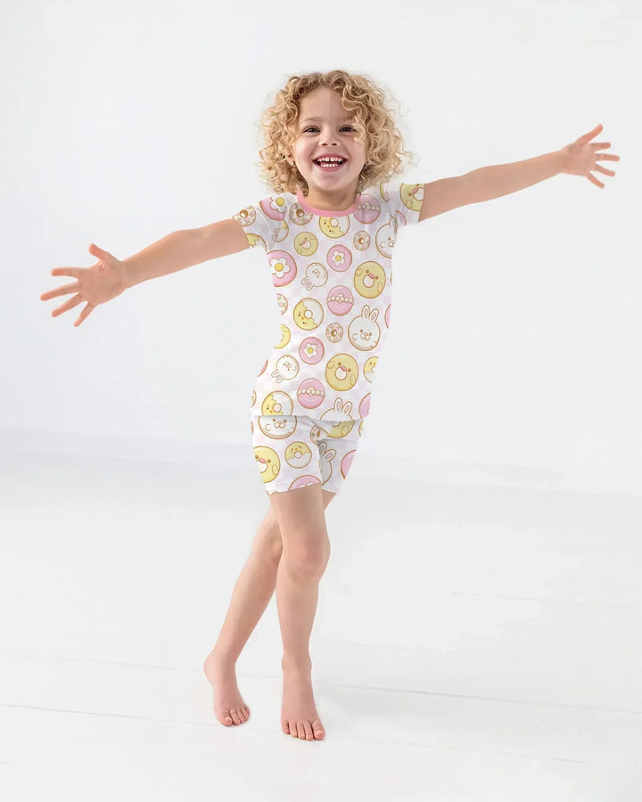 Easter Donuts Two Piece Short Sleeve Shorts Pajama Set
