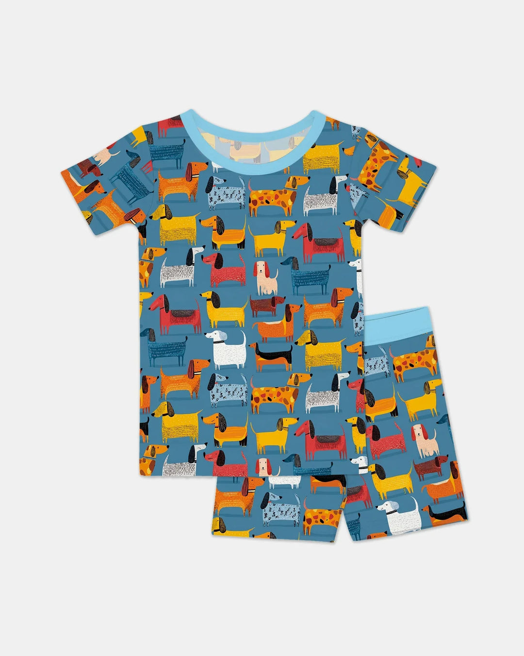 Whimsical Dachshund Bamboo Two Piece Short Sleeve Shorts Pajama Set