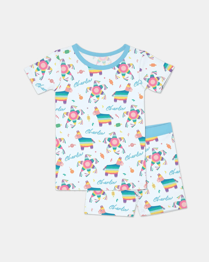 Zweiteiliges Pyjama-Set mit kurzen Ärmeln und Shorts im Sommer-Design