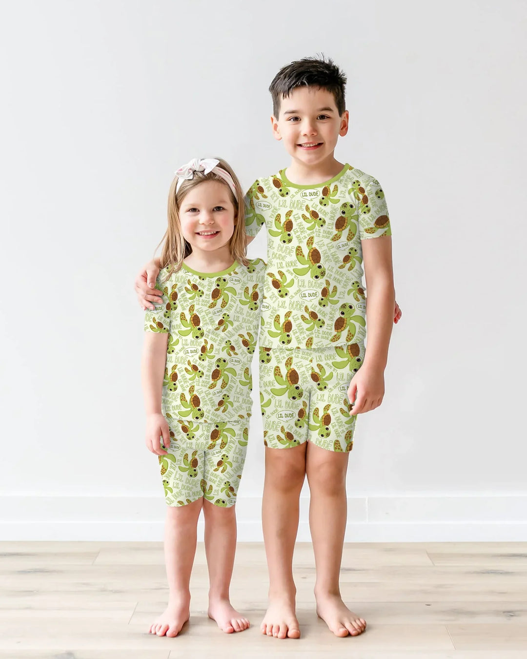 Father and Son Turtle Bamboo Two Piece Short Sleeve Shorts Pajama Set