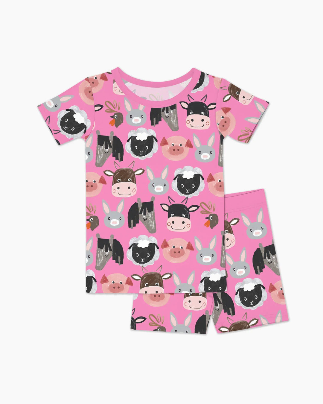 Farm Friends Family Matching Bamboo Two Piece Short Sleeve Shorts Pajama Set