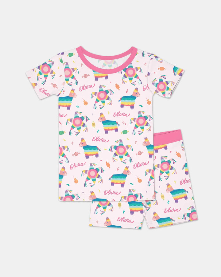 Zweiteiliges Pyjama-Set mit kurzen Ärmeln und Shorts im Sommer-Design