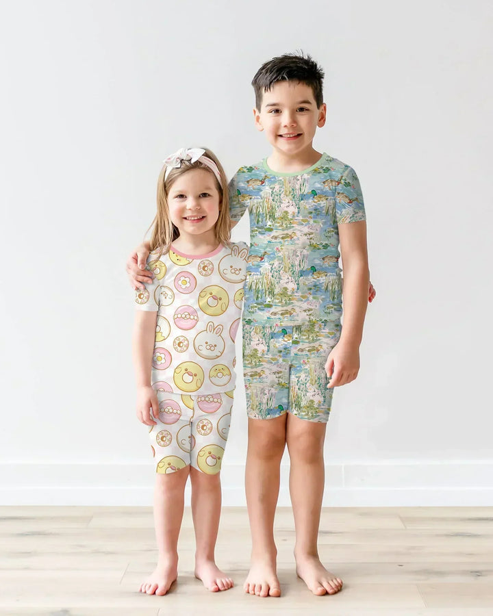 Easter Donuts Two Piece Short Sleeve Shorts Pajama Set